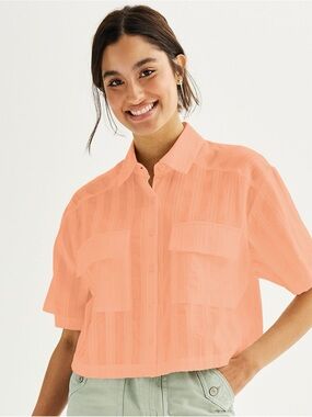 Dizzy Lizzy Short Sleeve Button Front Camp Shirt  Size L